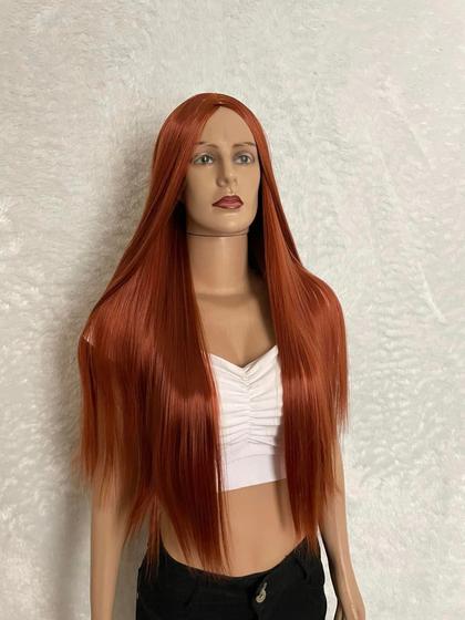 Imagem de Peruca wig ruiva ruivo alaranjado 75cm fibra premium