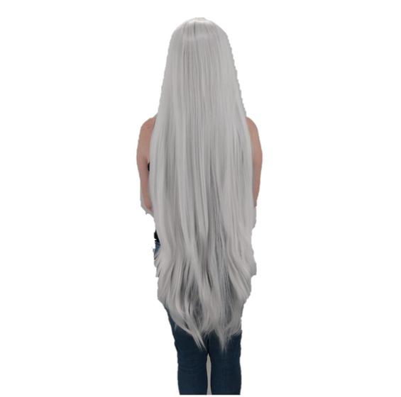 Imagem de Peruca Wig Super Longa 1 Metro Cosplay Branca Com Franja