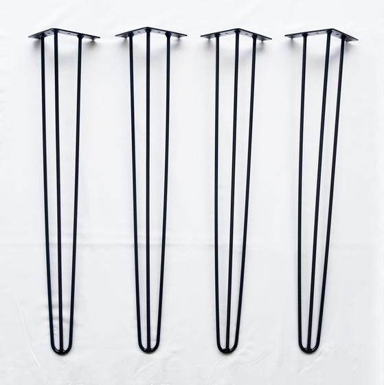 Imagem de Pés De Mesa Aparador Escrivaninha 75 Cm Triplo Preto - 8 Mm