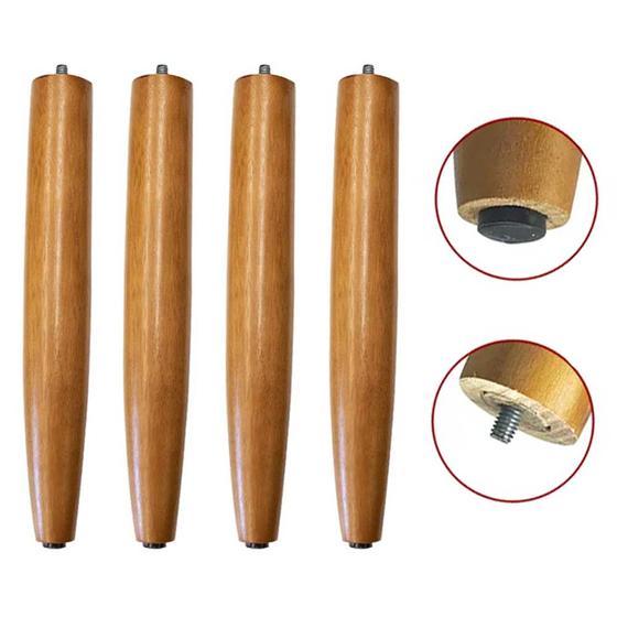 Imagem de Pés Palito de Madeira Maciça 30 cm Kit com 04 Un. para Mesa Poltrona Puff Recamier Móveis Retro.