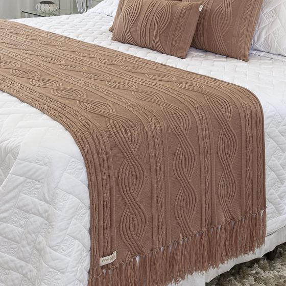 Peseira Com Franja Manta Sofa Sala Cama King Tricot 260x70cm Pequim ...