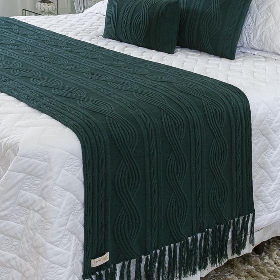 Imagem de Peseira Com Franja Manta Sofa Sala Cama Solteiro Tricot 150x70cm Pequim FIVE STAR MALHAS