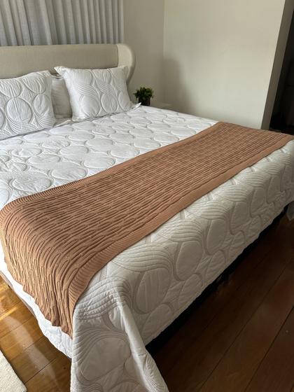 Imagem de Peseira Manta Trico Cama Casal Queen 230x60cm Trançada