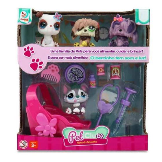 Imagem de Pet Club Hora Do Soninho Com Berço Musical + 4 Pets + 07 Acessórios - CARDOSO TOYS