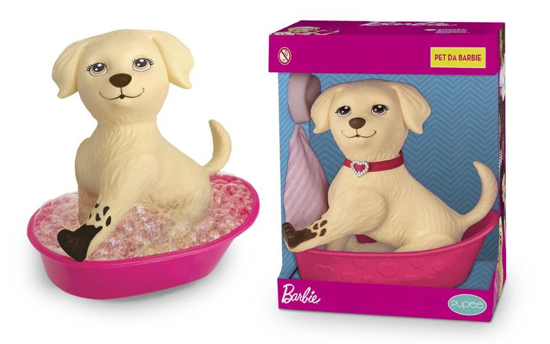 Imagem de Pet da Barbie cachorrinho Taffy Brinquedo com acessórios coleira banheira toalha de banho 