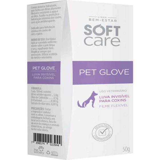 Imagem de  pet glove loção hidrantante soft care pet society 50g