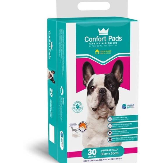 Pet Kit Tapete Higiênico Pad 30 Tapetes Un. 60 X 55 Cm - Confort Pads Imagem de Pet Kit Tapete Higiênico Pad 30 Tapetes Un. 60 X 55 Cm