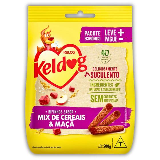 Imagem de Petisco Bifinho Keldog Criadores Sabor Mix de Cereais e Maçã para Cães 500g - Kelco