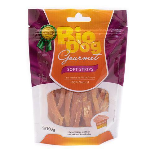 Imagem de Petisco BioDog Gourmet Soft Strips para Cães sabor Filé de Frango 100g