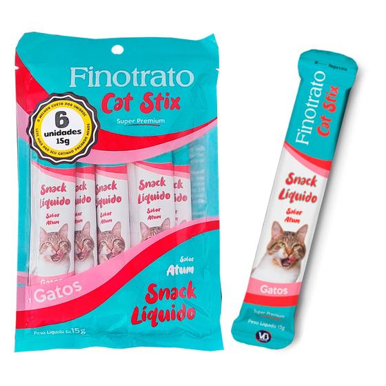 Imagem de Petisco Cremoso para Gatos Sache Finotrato Cat Stix 6un C/15gr Sabor Atum