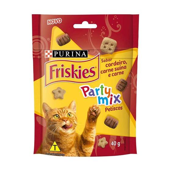 Imagem de Petisco Friskies para Gatos Adultos Sabor Cordeiro, Carne Suína e Carne 40g - 1 Unidade