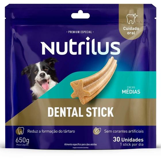 Imagem de Petisco Nutrilus Dental Stick para Cães Adultos Porte Médio - 30 Unidades