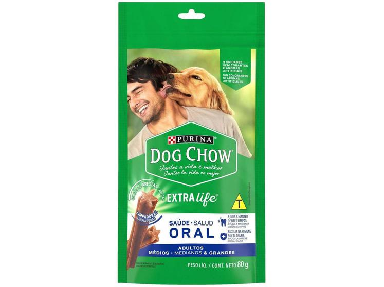 Imagem de Petisco para Cachorro Adulto Dog Chow - ExtraLife Saúde Oral 80g