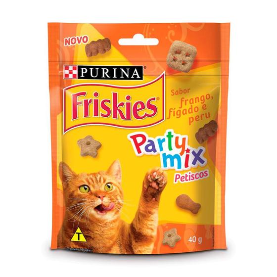 Imagem de Petisco para Gatos Adultos Friskies Party Mix Sabor Frango, Fígado e Peru 40g