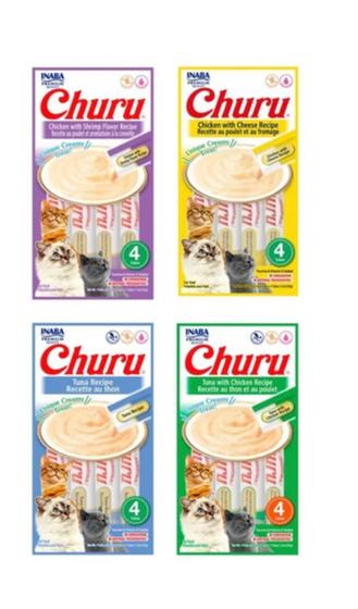 Petisco Para Gatos Kit 4 Pacotes Sabores Variados 56g- Churu Menor preço em Petisco Para Gatos Kit 4 Pacotes Sabores Variados 56g- Churu