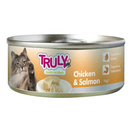 Imagem de Petisco para Gatos Truly Enlatado Frango e Salmão 95g