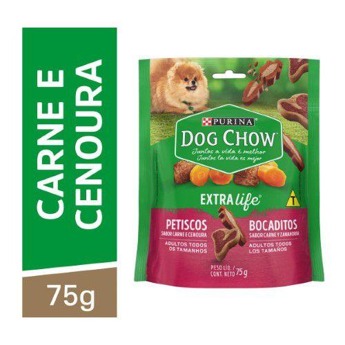 Imagem de Petisco Purina Dog Chow Extra Life para Cães Adultos sabor Carne e Cenoura 75g
