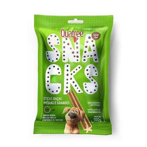 Imagem de Petisco Quatree Snacks Sticks Sabor Menta para Cães Raças Médias e Grande 100g