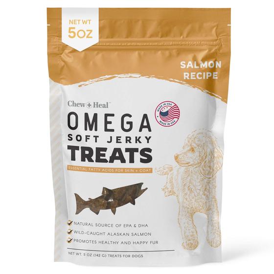 Imagem de Petiscos Chew + Heal Labs Omega Salmon Jerky para Cães - 150ml