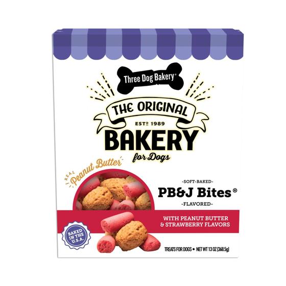 Imagem de Petiscos para cães Three Dog Bakery Soft Baked PB&J Bites 240 ml