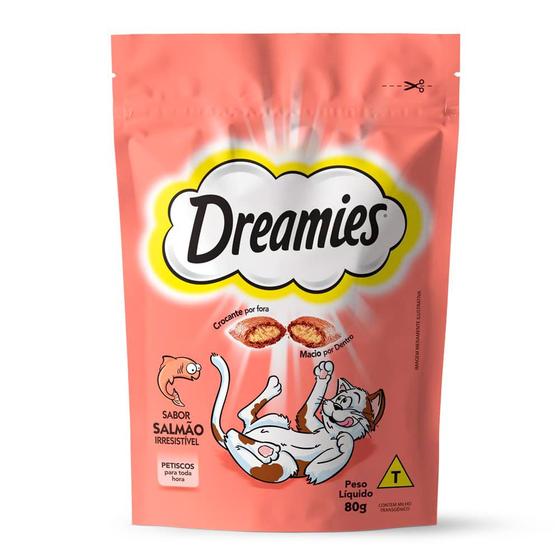 Imagem de Petiscos para Gatos Dreamies Adultos Sabor Salmão Irresistível 80g