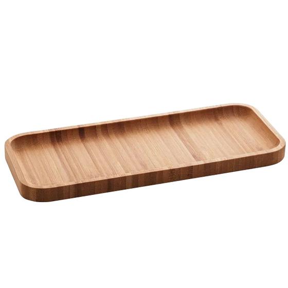 Imagem de Petisqueira Bandeja Retangular de Bambu 28x11cm Prato Salgados Porta Petisco Hire Lyor Multiuso