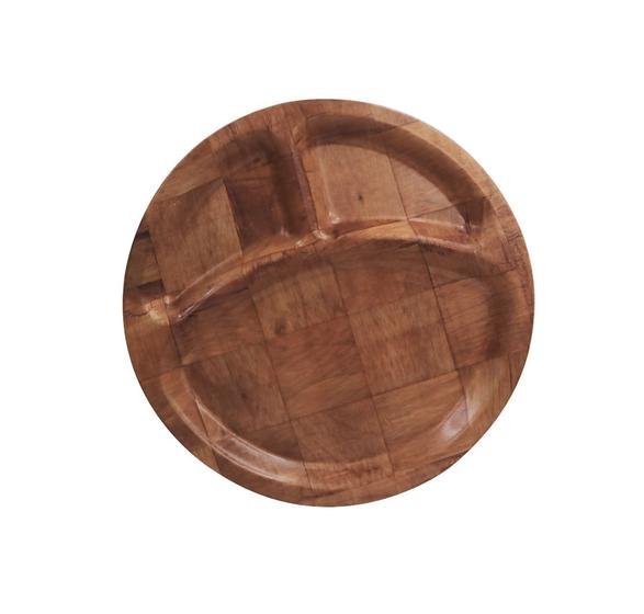 Imagem de Petisqueira com 03 divisórias de bambu 28x28cm