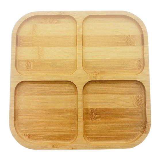 Imagem de Petisqueira de bambu quadrada com 4 repartições 20 cm class home