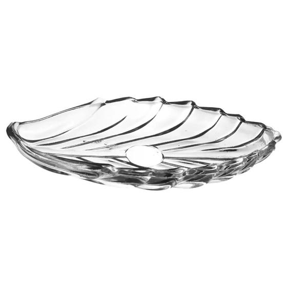 Imagem de Petisqueira de Cristal Leaf de Vidro 19x11cm Para Frios Queijo Festa Amendoim Castanha Nozes Útil Bazar