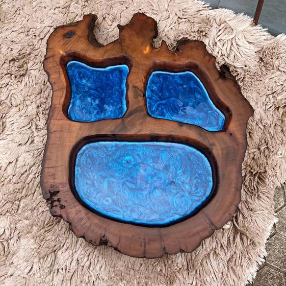 Imagem de Petisqueira, gamela, tabua de frios, petiscos, em madeira maciça, com resina epóxi