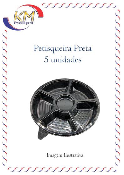 Imagem de Petisqueira preta 4 divisórias c/5 unid - mini ovo páscoa,  salgadinho, frios, azeitona (99915884)