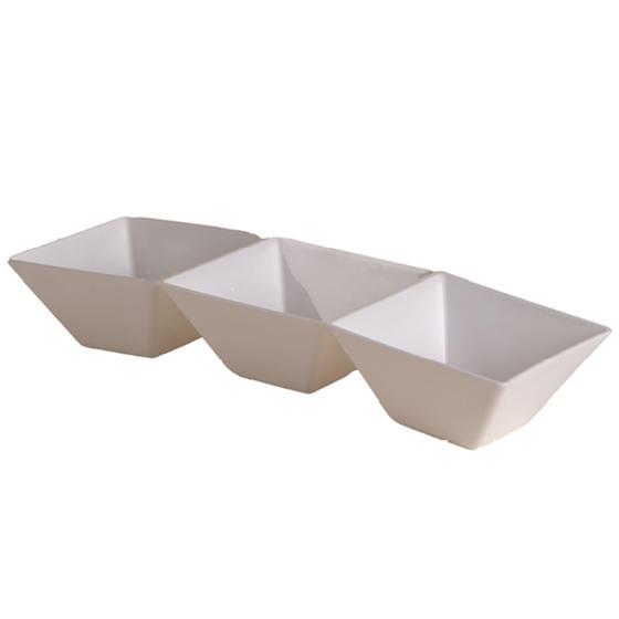 Imagem de Petisqueira Retangular Branca Com 3 Divisões LE CHEF 24x8x4,5Cm 1792 Paramount