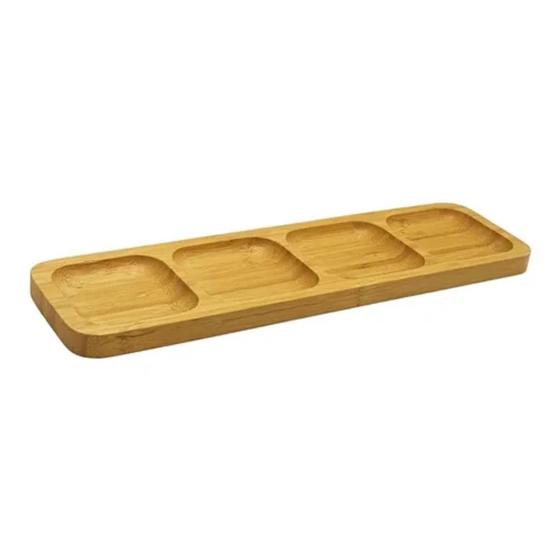 Imagem de Petisqueira Retangular Com 4 Divisórias De Bambu 33x10cm