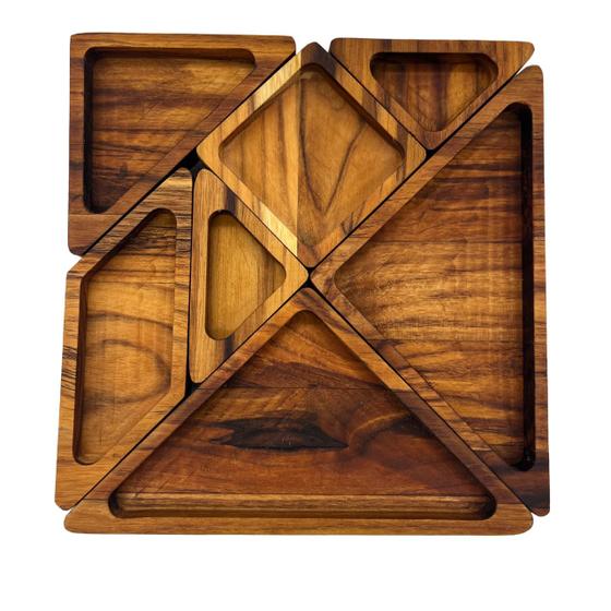 Imagem de Petisqueira Tangram De Madeira Com 7 Peças Para Servir