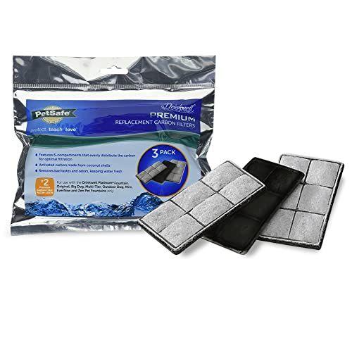 Imagem de PetSafe Drinkwell Premium Filtros de Carbono de Substituição, Filtros de Fonte de Água para Cães e Gatos, 3 Pack, Preto e Branco