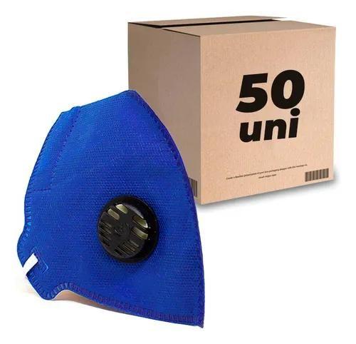 Imagem de Pff2 Kit 50 Unidade Máscara Respirador Válvula Azul