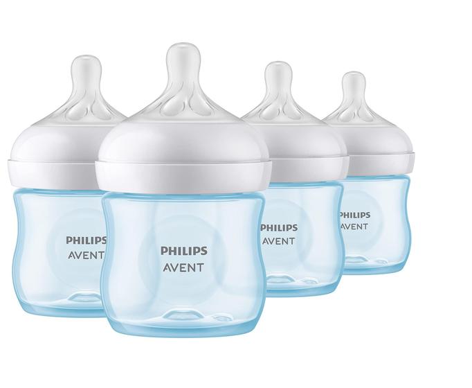 Imagem de Philips AVENT Bebé Natural com Mamilo de Resposta Natural, Azul, 4oz, 4pk, SCY900/24