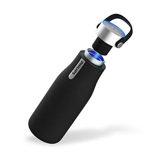 Imagem de Philips Water GoZero UV Auto-Cleaning Smart Water Bottle Vacuum Stainless Steel Insulated Water Bottle with Handle Double-wall, Auto Cleaning, Keep Drink Hot or Cold, BPA Free, Black, 20 oz