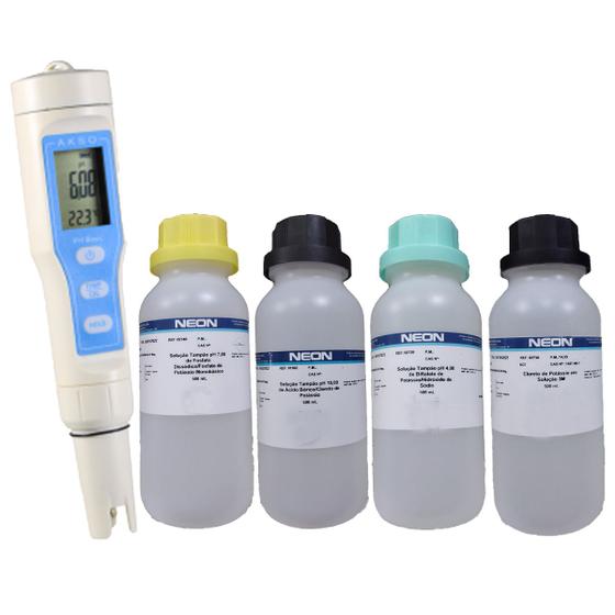 Phmetro Medidor De Ph 0,0 A 14,0 Com Tampões + Kcl 500ml - Akso ...