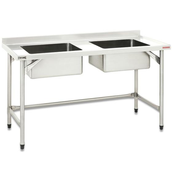 Pia 1,2 m Total Inox AISI 304 com 2 cubas 50 x 40 x 25 cm Fritomaq Menor preço em Pia 1,2 m Total Inox AISI 304 com 2 cubas 50 x 40 x 25 cm Fritomaq