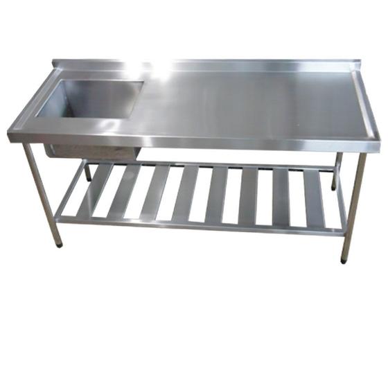 Pia Aço Inox Industrial 180x60x90 cm Cuba Esquerda Loja da Cozinha Menor preço em Pia Aço Inox Industrial 180x60x90 cm Cuba Esquerda Loja da Cozinha