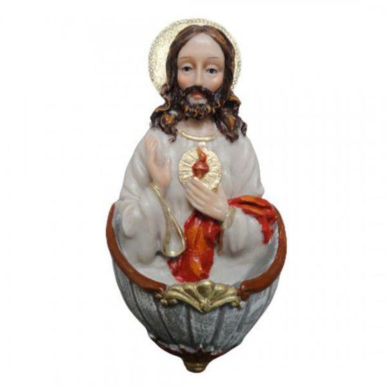 Imagem de Pia de Água Benta Sagrado Coração de Jesus Modelo 2 - 15 cm