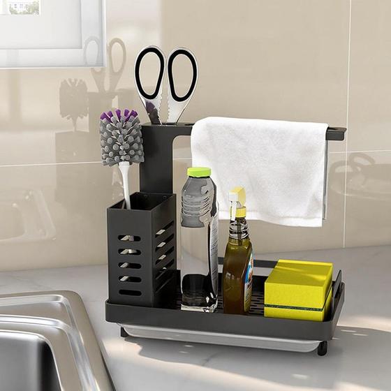 Imagem de Pia de cozinha Caddy Organizer em aço inoxidável Wokex Black