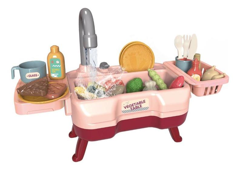 Imagem de Pia de Cozinha Casa Encantada Rosa c/ 29 Peças - Zippy Toys