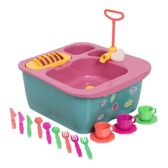 Imagem de Pia De Cozinha Infantil Acqua Brink Com 22 Acessórios Verde