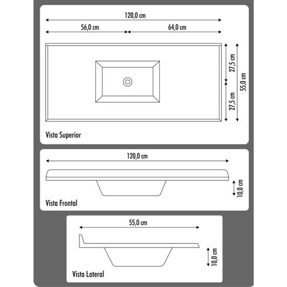 Pia de cozinha Mármore Sintético Standart 120cm Aj Rorato - Pia de ...