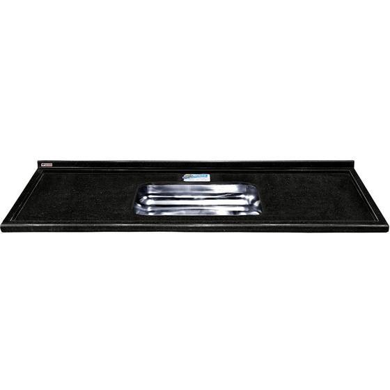 Pia de Granito com Cuba em Inox Master Plus 200cm Preto São Gabriel Menor preço em Pia de Granito com Cuba em Inox Master Plus 200cm Preto São Gabriel