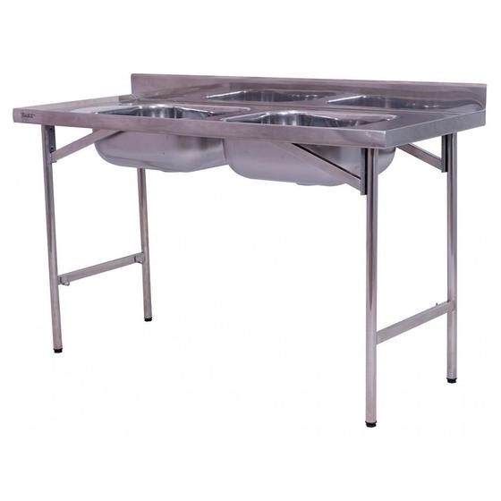 Imagem de Pia Industrial Benfati Inox 430 150x60cm com 2 Cubas 510