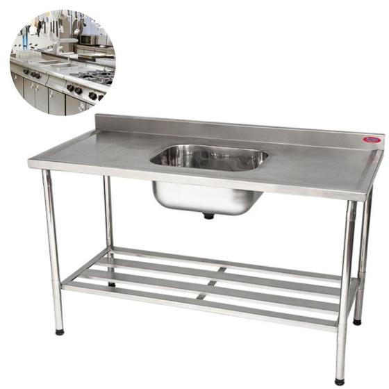 Imagem de Pia Industrial Inox 120X70 Mesa Bancada Com Cuba Imeca