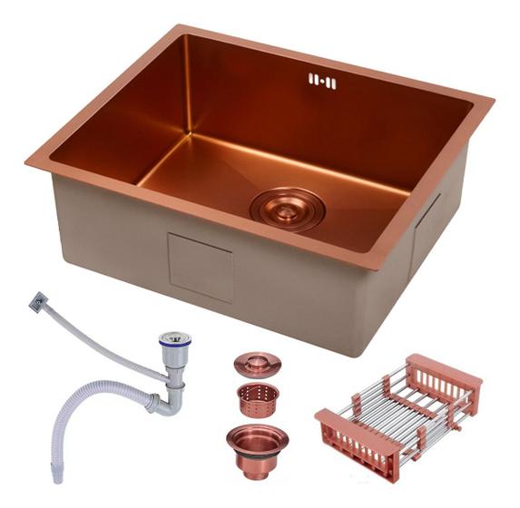 Imagem de Pia Inox Cuba Gourmet Rose Nano Quadrada Cozinha Luxo 50x45